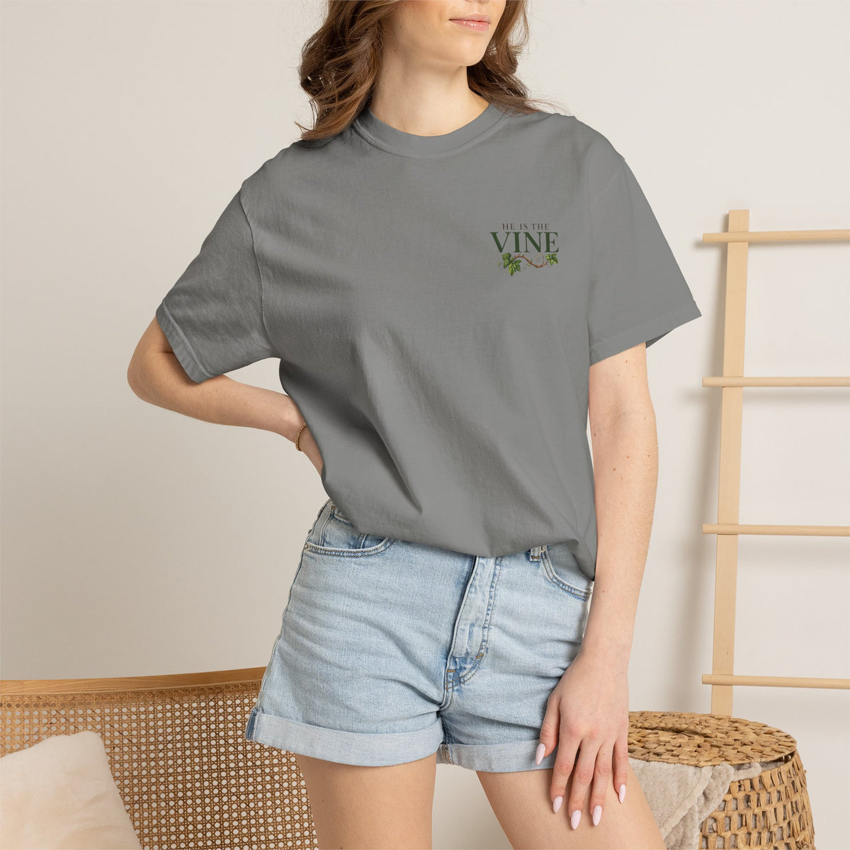 He Is the Vine Christian T-Shirt| John 15:5 Faith Based Tee| Pray & Bloom