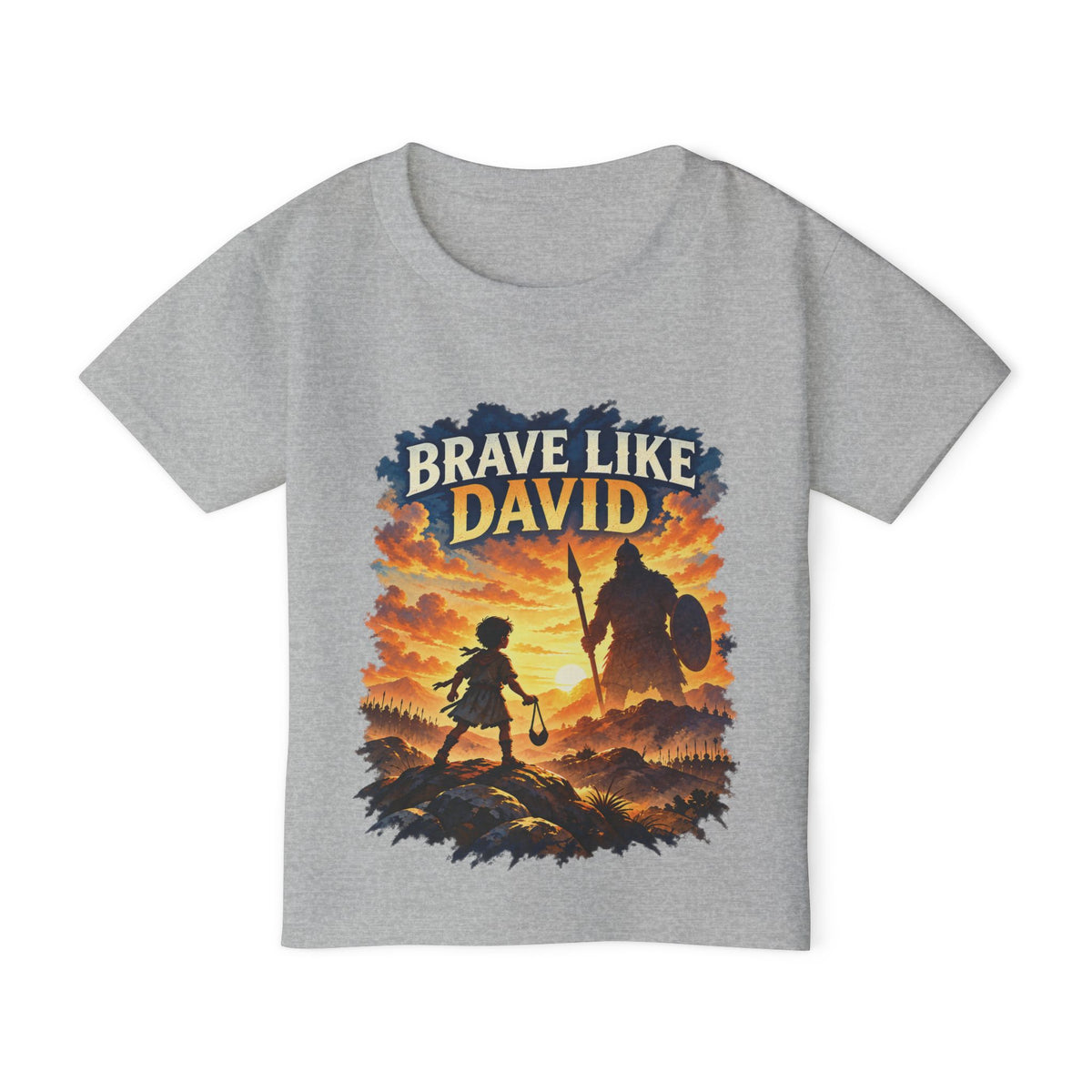 Brave Like David Kids Christian T-Shirt | David & Goliath Faith Tee | Pray & Bloom