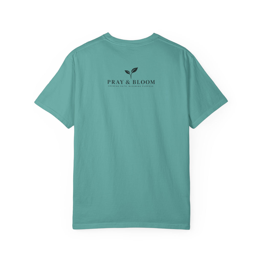 Overcomer Christian T-Shirt | Faith-Based Floral Cross Tee | Pray & Bloom