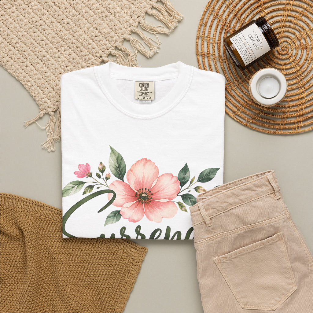 Surrender Christian T-Shirt | Lay It All at His Feet | Proverbs 3:5–6 | Pray & Bloom