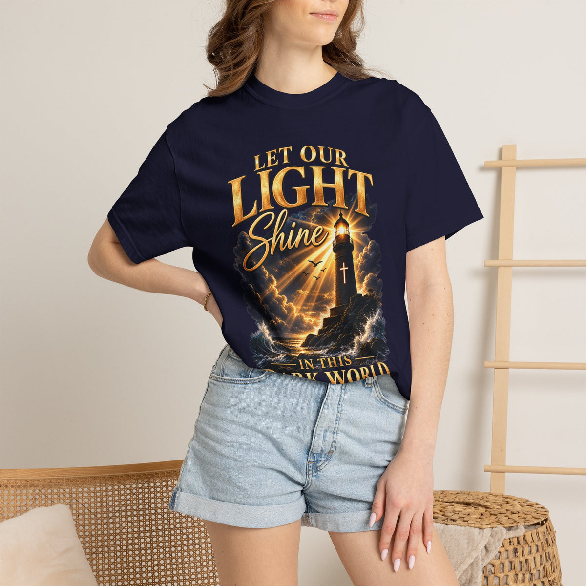 Let Your Light Shine Christian T-Shirt | Matthew 5:16 Faith Tee | Pray & Bloom