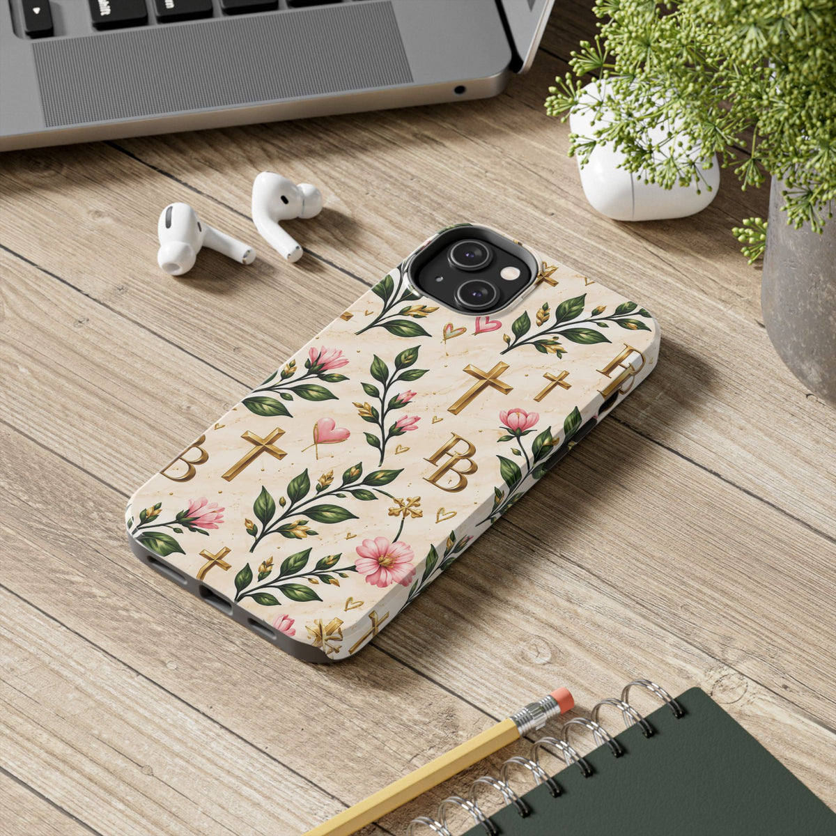 Pray & Bloom Christian Tough Phone Case | Floral Cross Faith Case