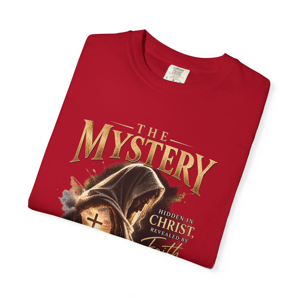 The Mystery - Hidden in Christ Revealed by Faith | Colossians 2:2-3 Christian T- Shirt | Pray & Bloom