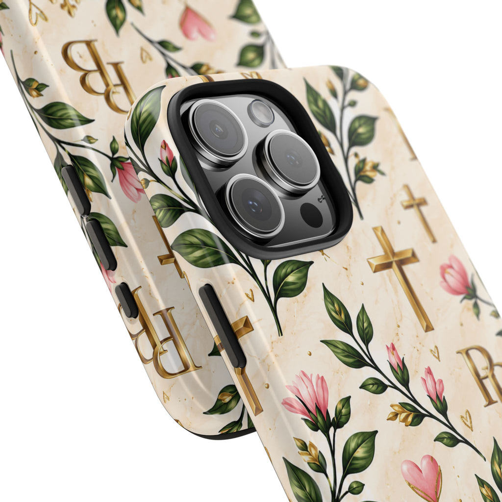 Pray & Bloom Christian Tough Phone Case | Floral Cross Faith Case