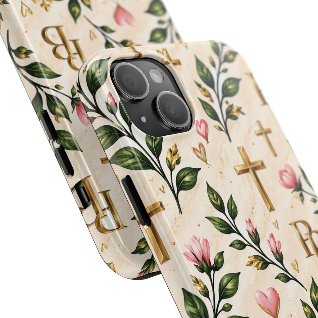 Pray & Bloom Christian Tough Phone Case | Floral Cross Faith Case