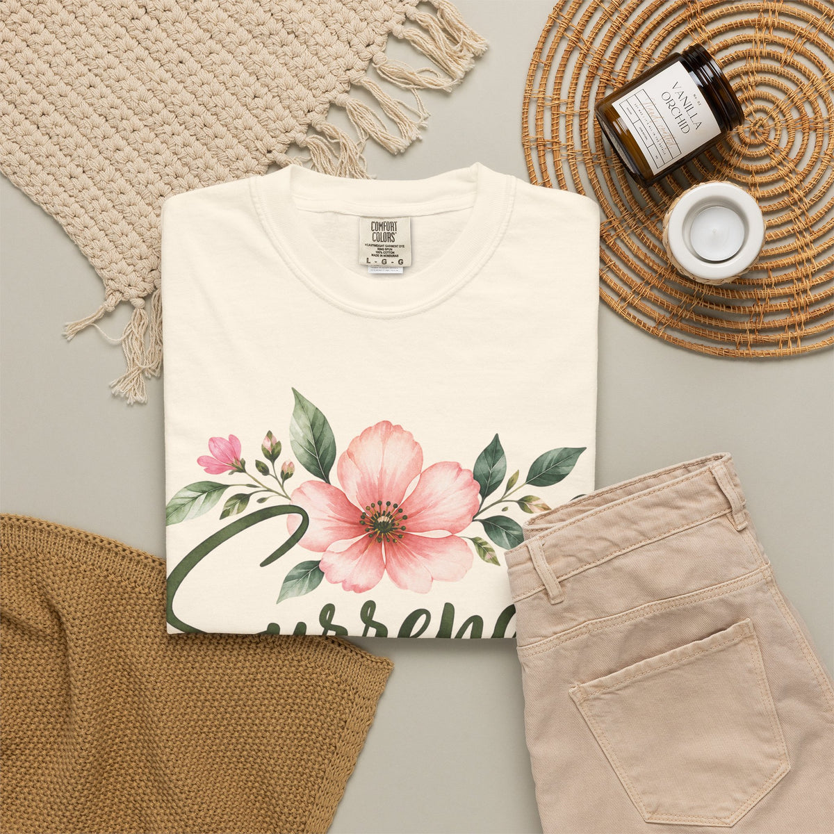 Surrender Christian T-Shirt | Lay It All at His Feet | Proverbs 3:5–6 | Pray & Bloom