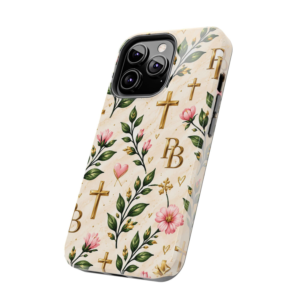 Pray & Bloom Christian Tough Phone Case | Floral Cross Faith Case