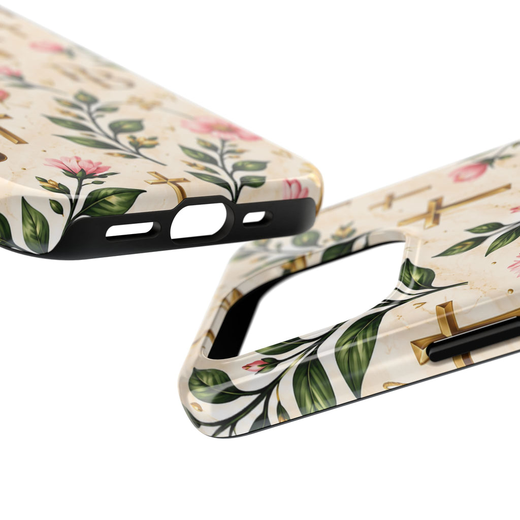 Pray & Bloom Christian Tough Phone Case | Floral Cross Faith Case