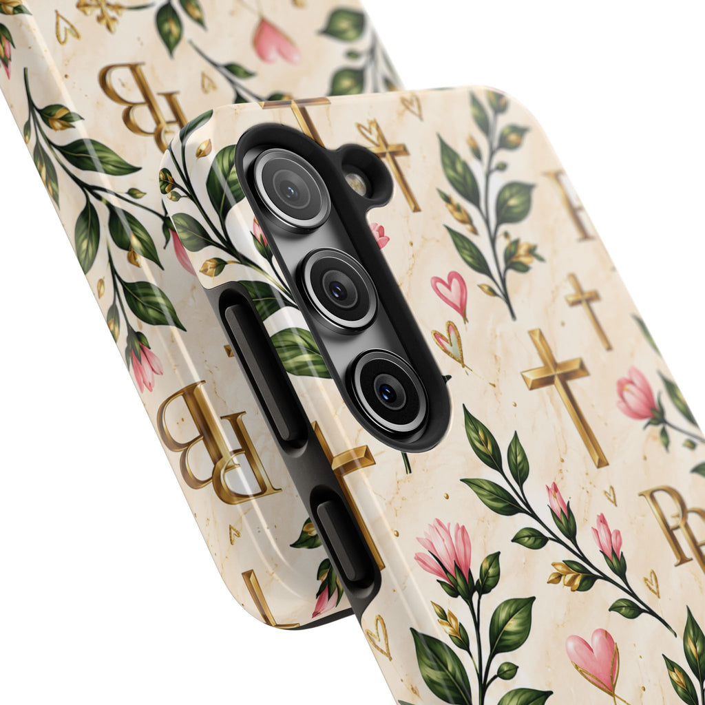 Pray & Bloom Christian Tough Phone Case | Floral Cross Faith Case