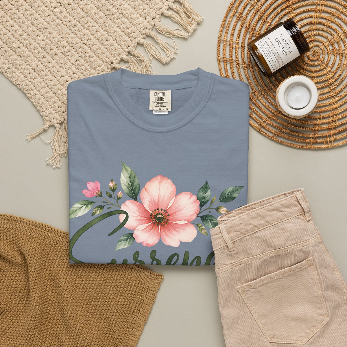 Surrender Christian T-Shirt | Lay It All at His Feet | Proverbs 3:5–6 | Pray & Bloom