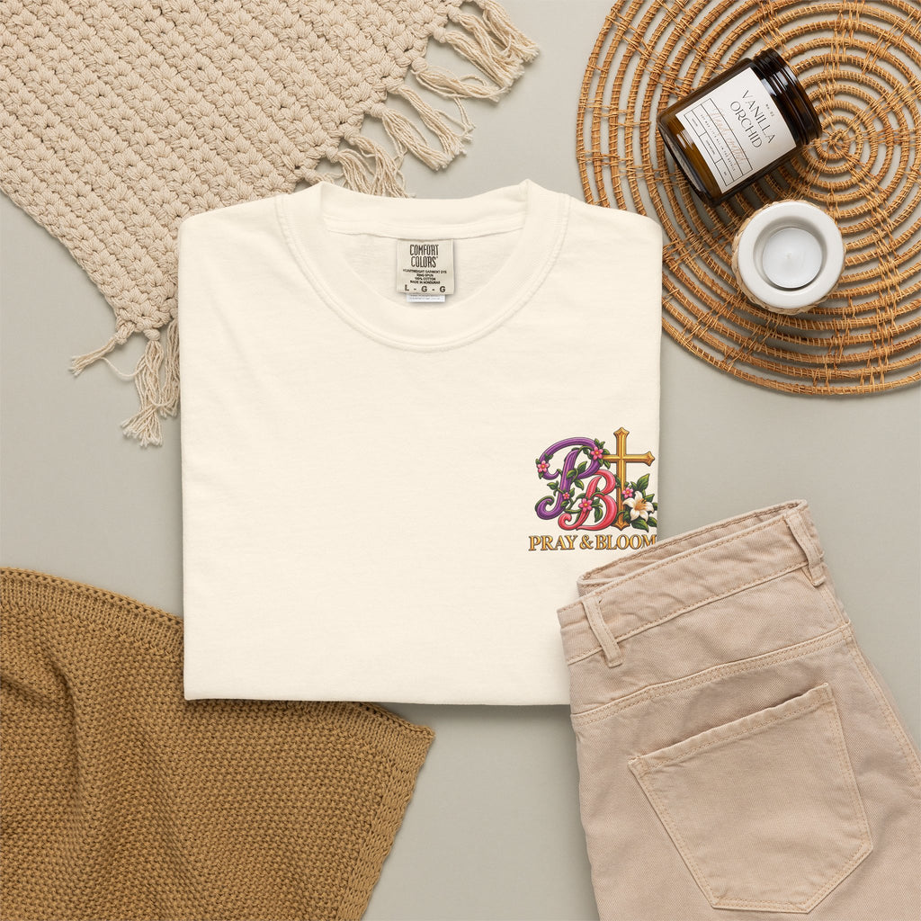 In His Hands Christian T-Shirt | Romans 8:28 Faith Tee | Every Thread Has a Purpose | Pray & Bloom
