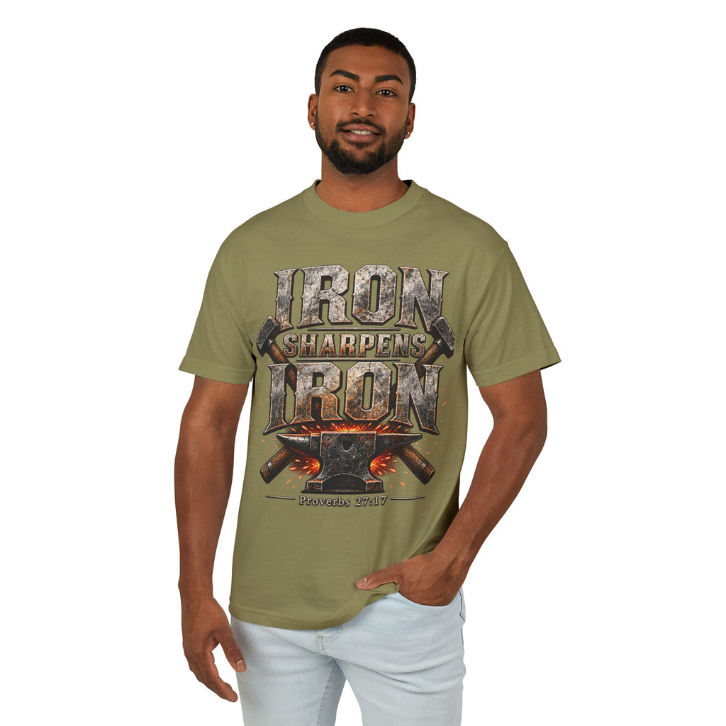Iron Sharpens Iron Christian T-Shirt | Proverbs 27:17 | Pray & Bloom