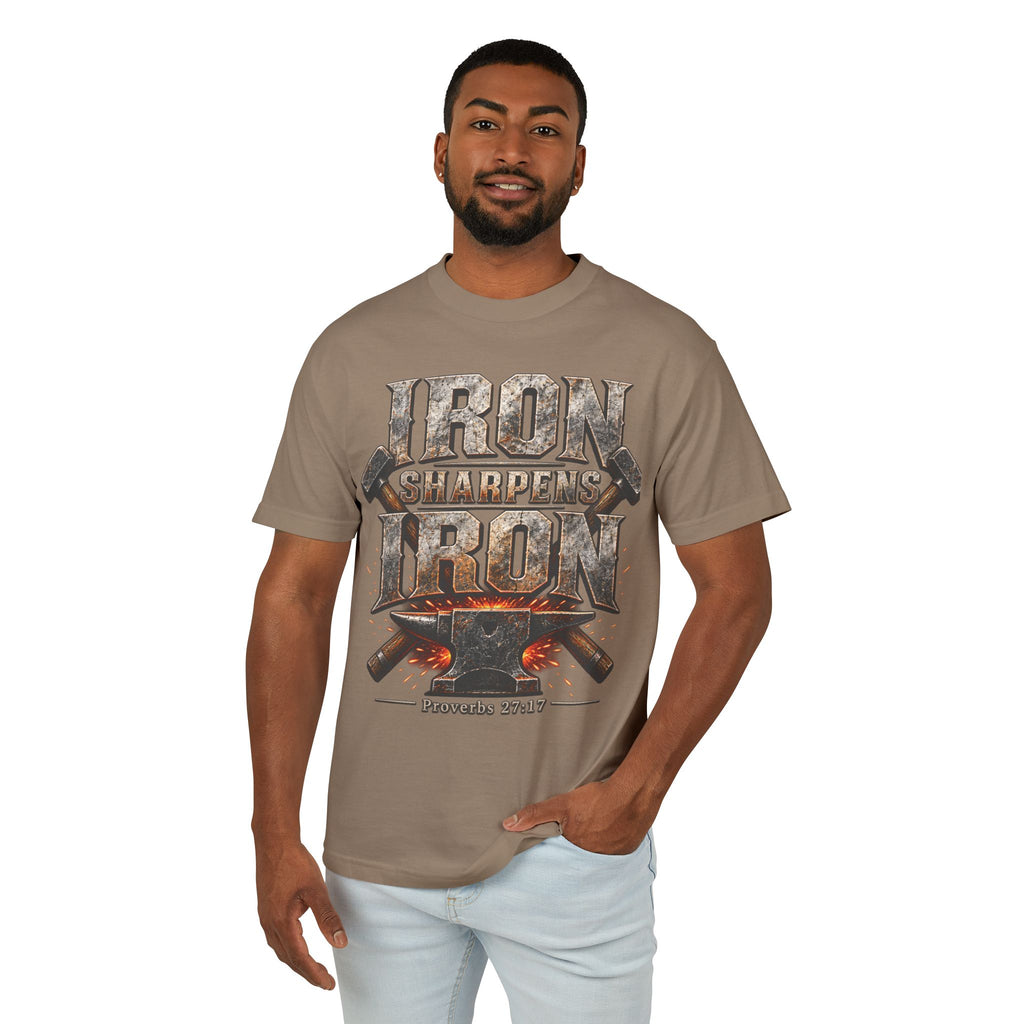 Iron Sharpens Iron Christian T-Shirt | Proverbs 27:17 | Pray & Bloom