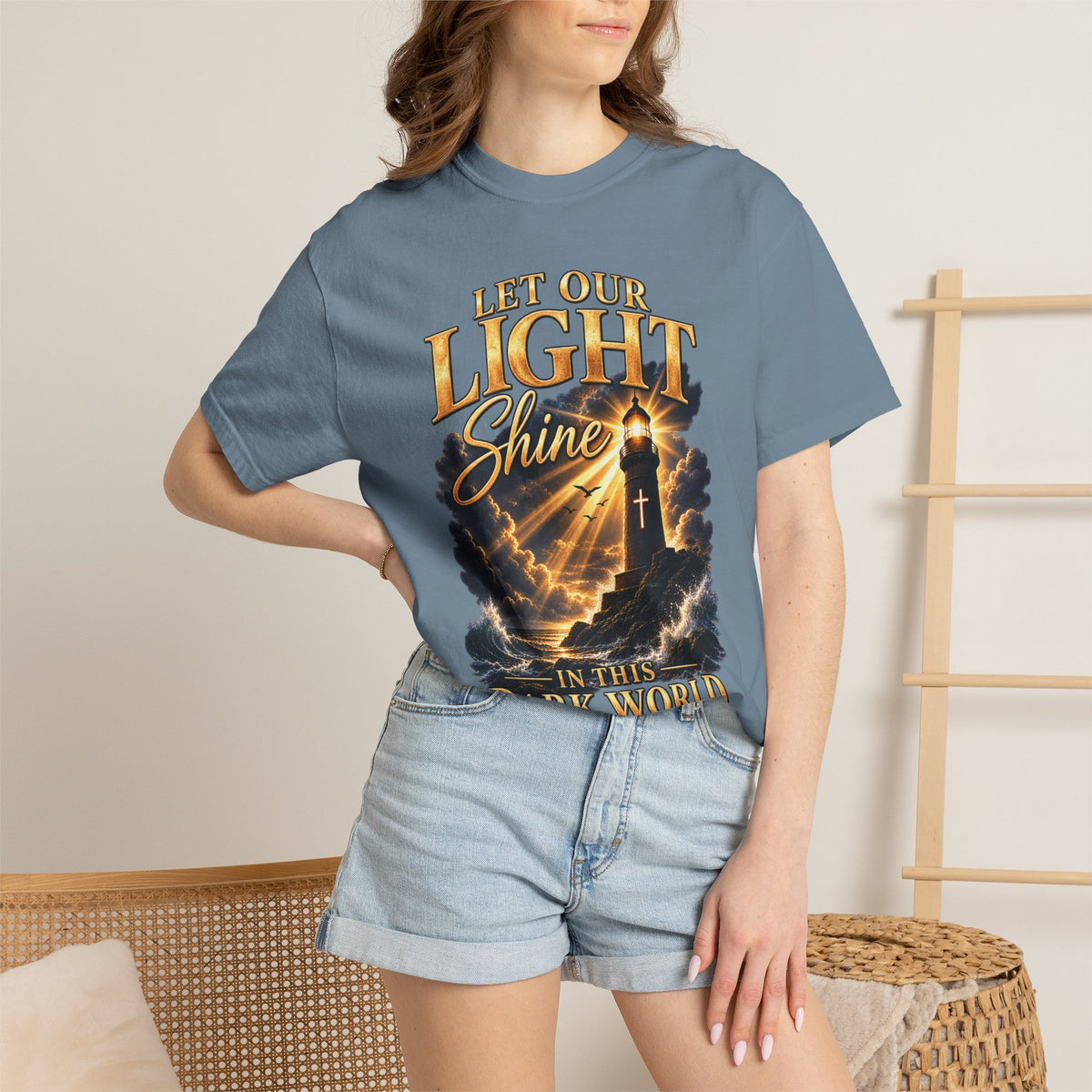 Let Your Light Shine Christian T-Shirt | Matthew 5:16 Faith Tee | Pray & Bloom