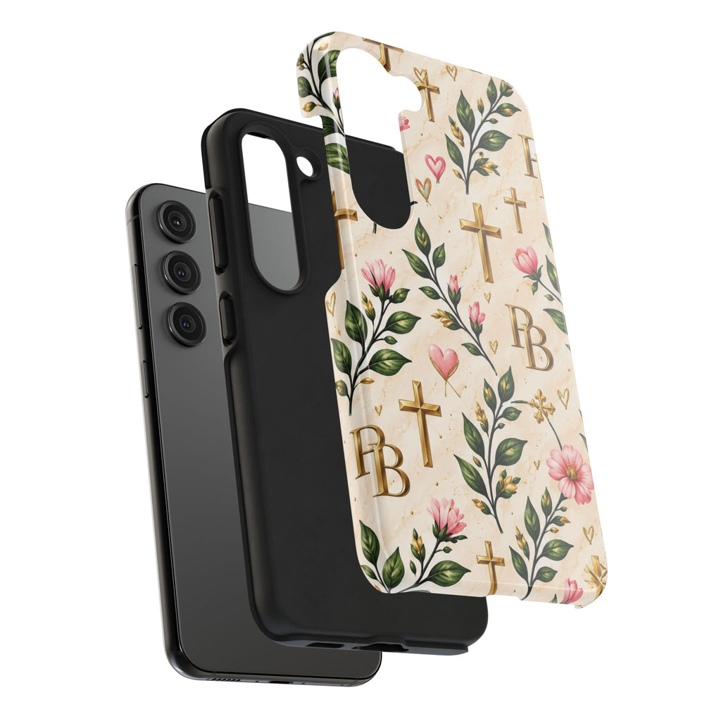 Pray & Bloom Christian Tough Phone Case | Floral Cross Faith Case
