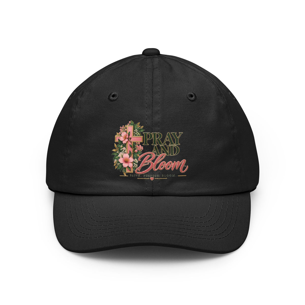Pray & Bloom Christian Dad Hat | Floral Cross Faith Cap | Christian Gift