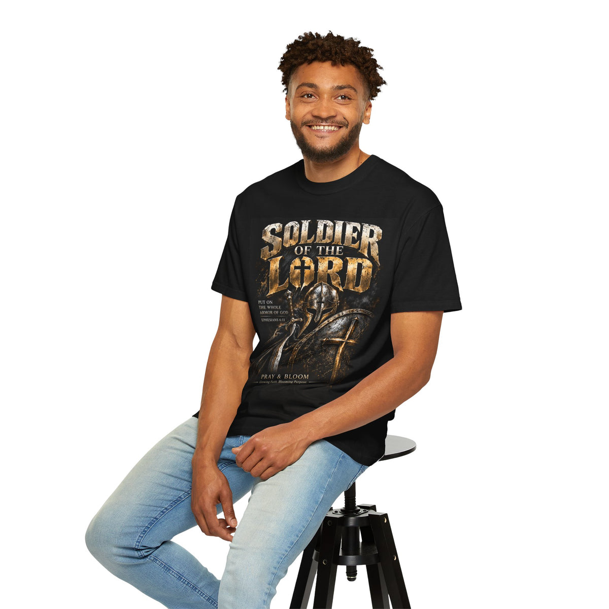 Soldier of the Lord Christian T-Shirt | Ephesians 6:10–11 | Armor of God | Pray & Bloom