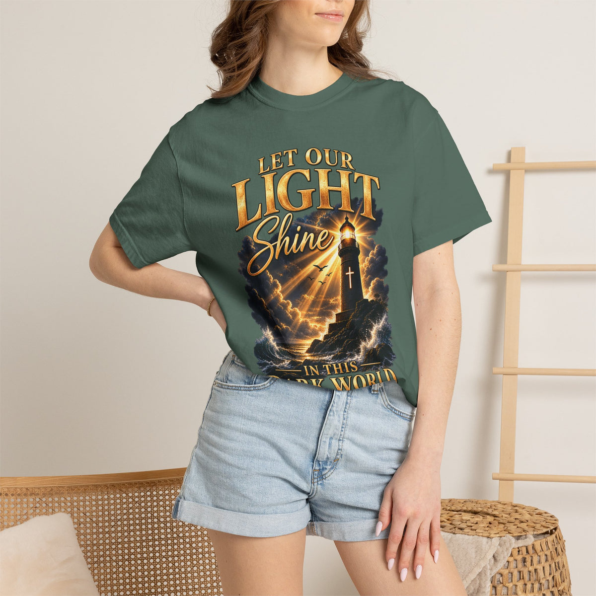 Let Your Light Shine Christian T-Shirt | Matthew 5:16 Faith Tee | Pray & Bloom