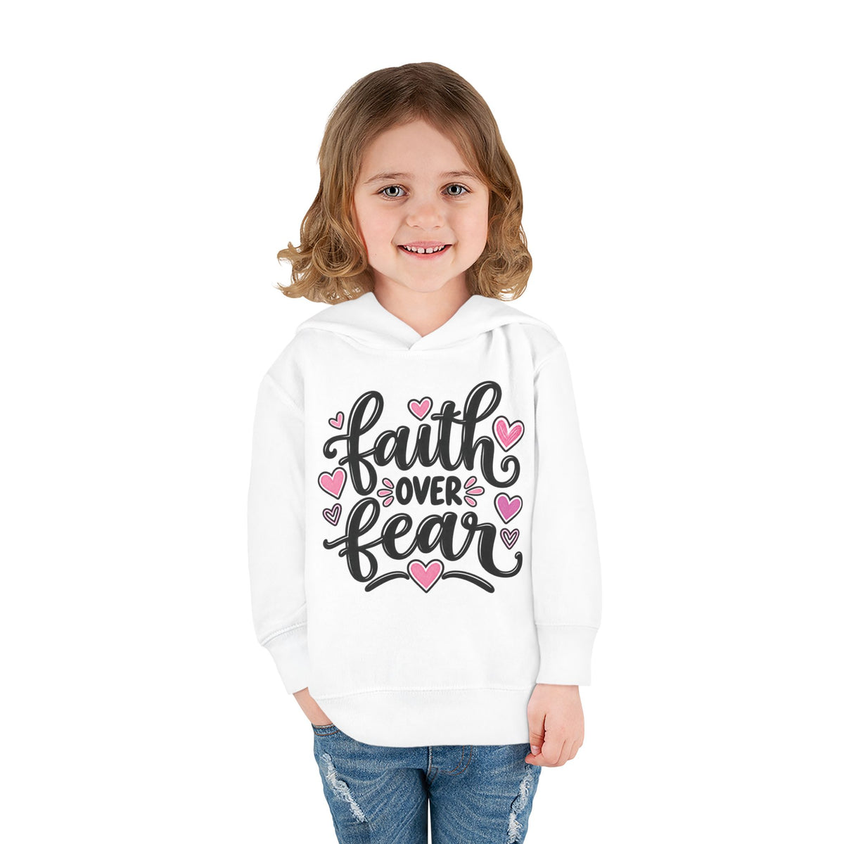 Faith Over Fear Kids Hoodie | Christian Toddler Pullover | Pray & Bloom