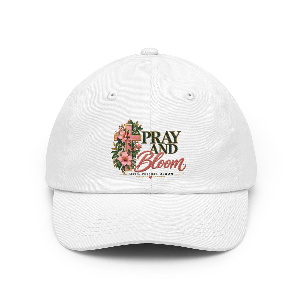 Pray & Bloom Christian Dad Hat | Floral Cross Faith Cap | Christian Gift