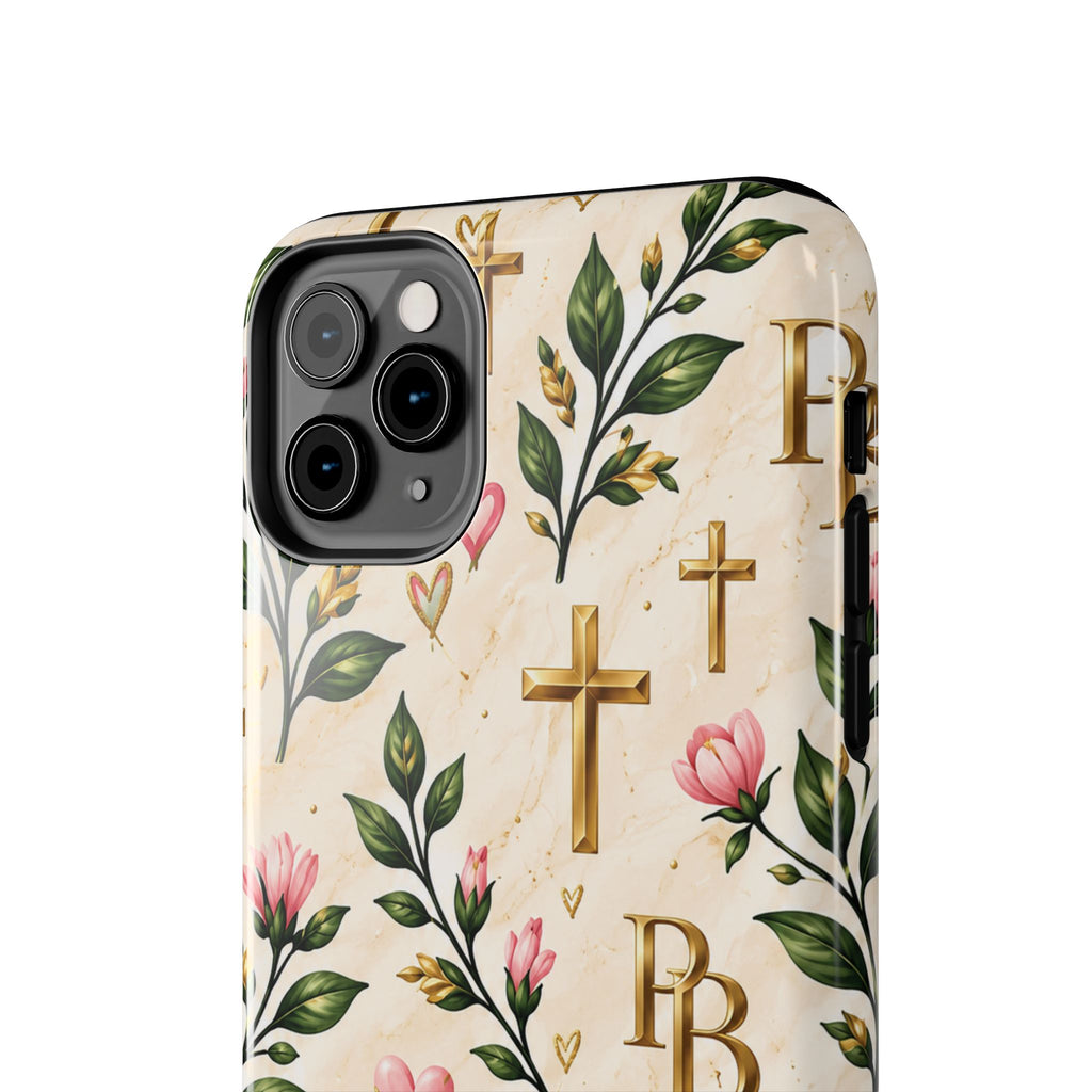 Pray & Bloom Christian Tough Phone Case | Floral Cross Faith Case