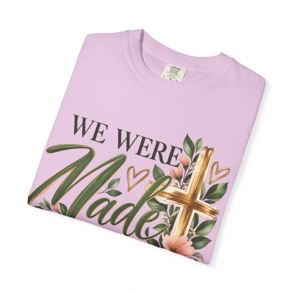 We Were Made in Heaven Christian T-Shirt | Faith-Based Cross & Floral Tee | Pray & Bloom