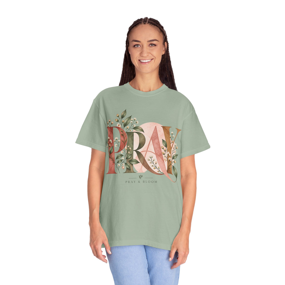 PRAY Botanical Christian T-Shirt | Faith-Inspired Floral Tee | Pray & Bloom