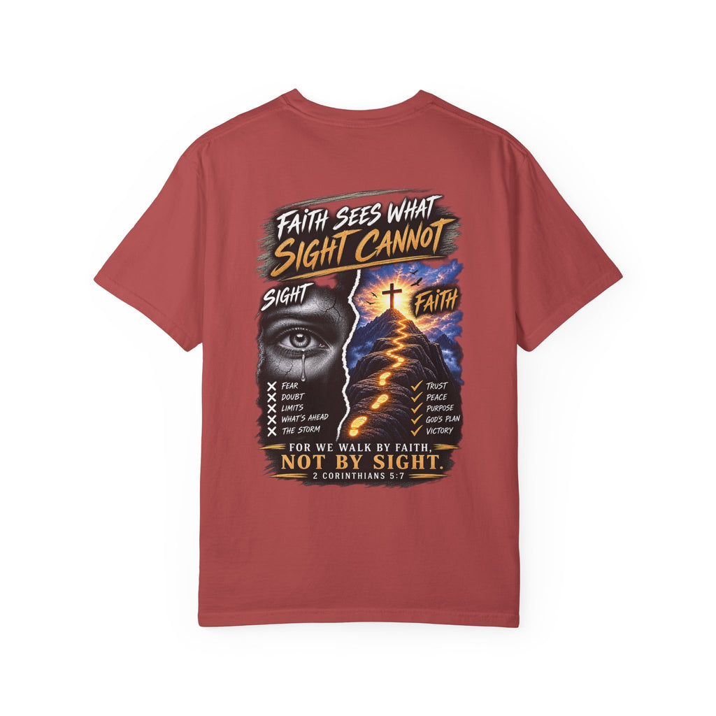 Walk by Faith Not by Sight Christian T-Shirt | 2 Corinthians 5:7 | Pray & Bloom