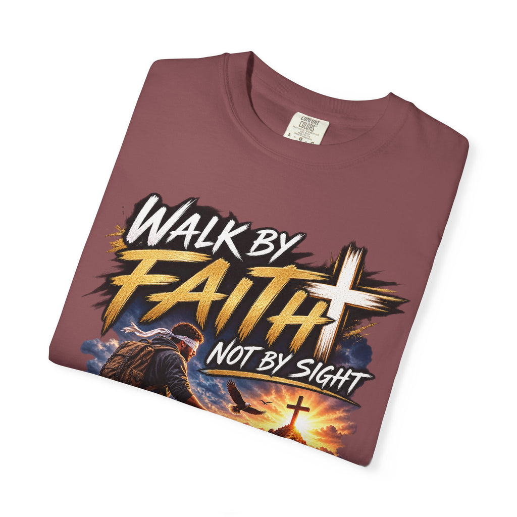 Walk by Faith Not by Sight Christian T-Shirt | 2 Corinthians 5:7 | Pray & Bloom