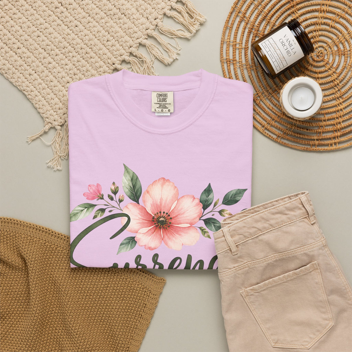 Surrender Christian T-Shirt | Lay It All at His Feet | Proverbs 3:5–6 | Pray & Bloom