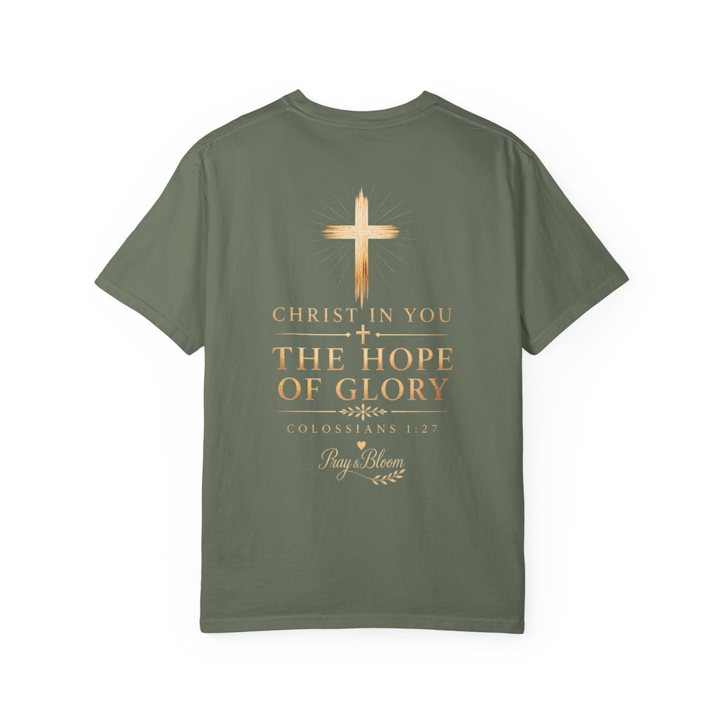 The Mystery - Hidden in Christ Revealed by Faith | Colossians 2:2-3 Christian T- Shirt | Pray & Bloom