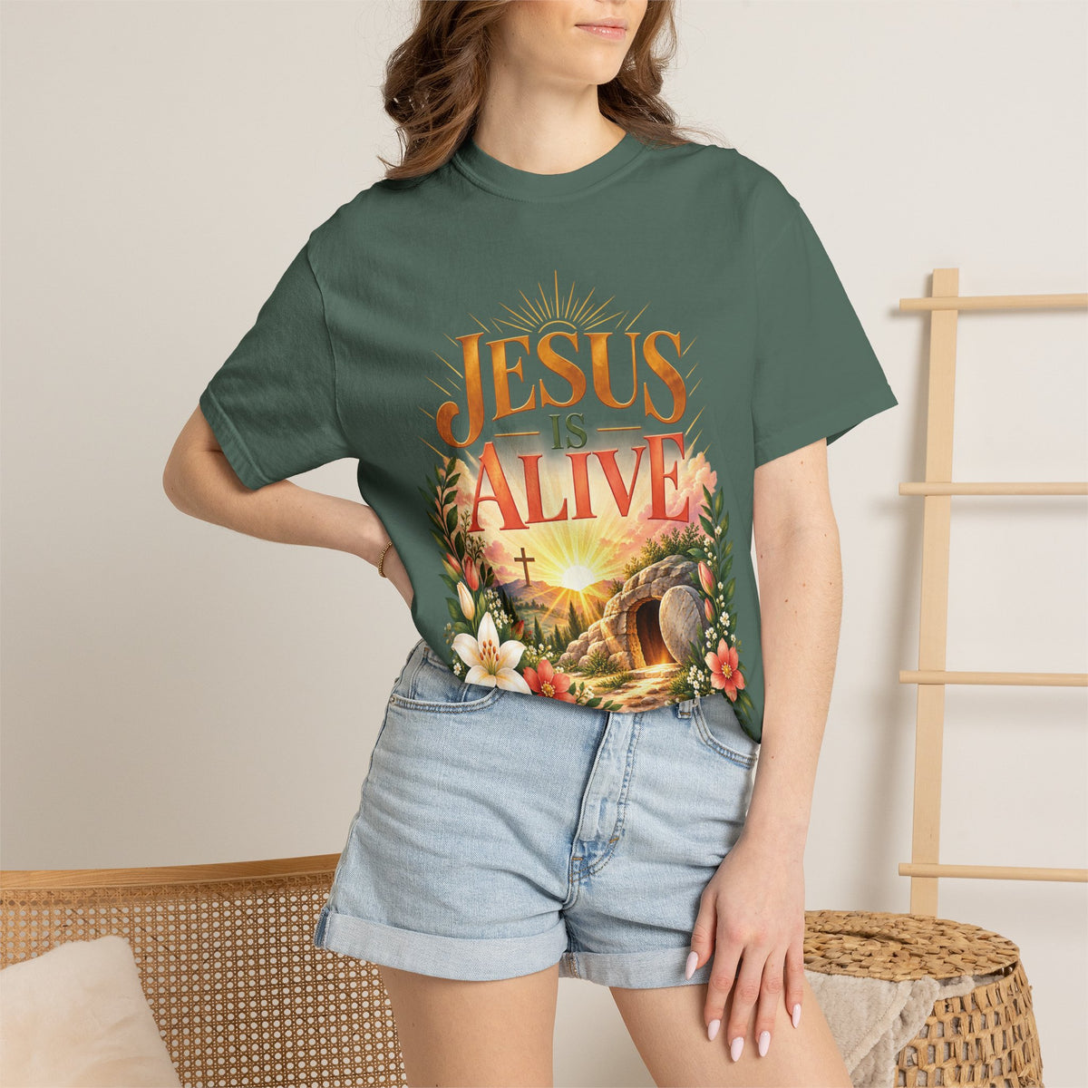 Jesus Is Alive Christian T-Shirt | Resurrection Faith Tee | Pray & Bloom