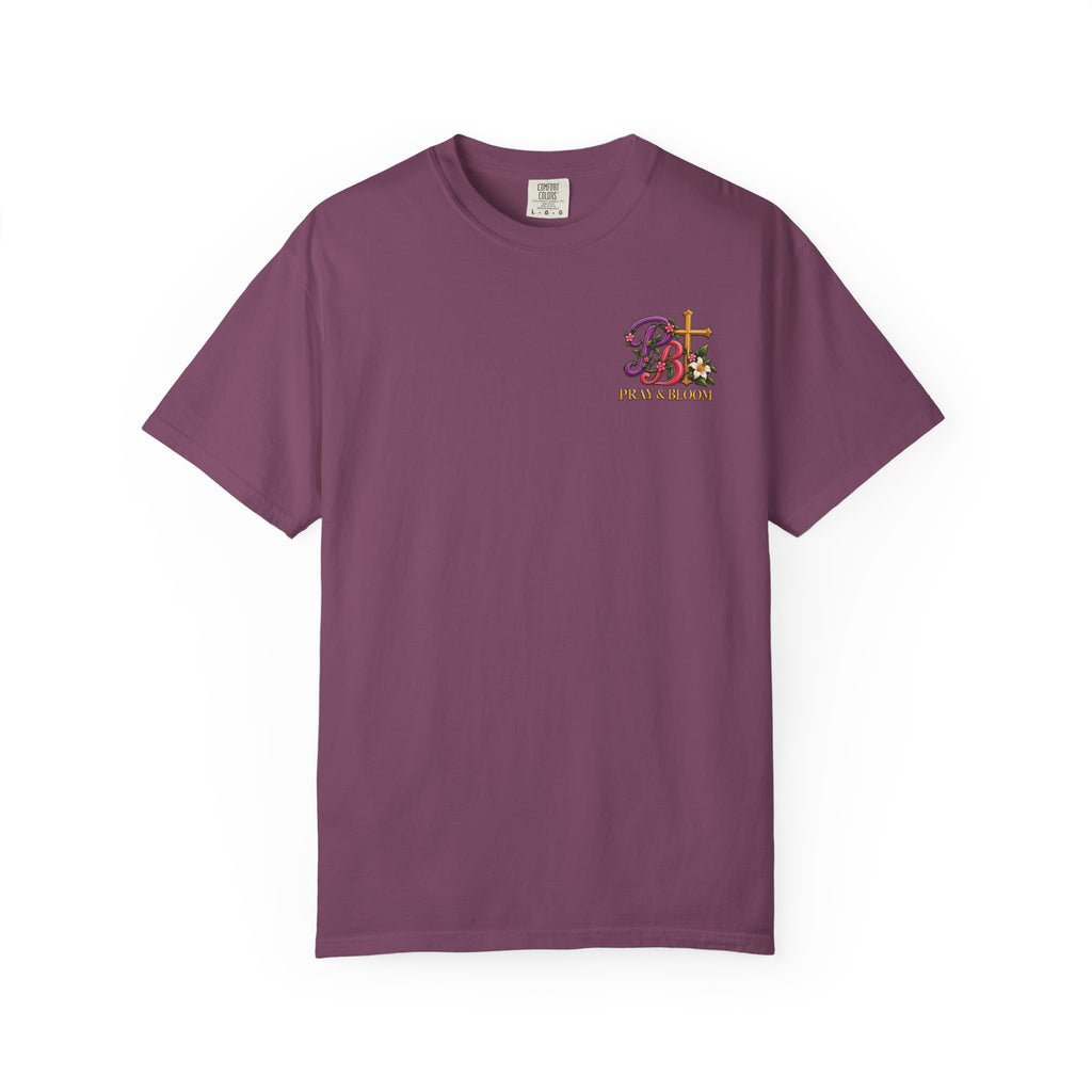 In His Hands Christian T-Shirt | Romans 8:28 Faith Tee | Every Thread Has a Purpose | Pray & Bloom