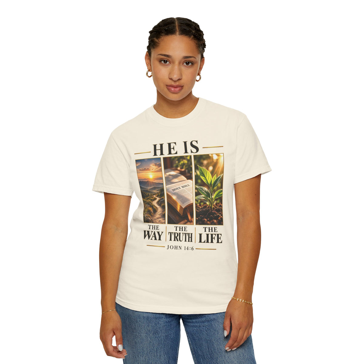 He Is the Way The Truth and The Life Christian T-Shirt | John 14:6 Faith Based Tee | Pray & Bloom