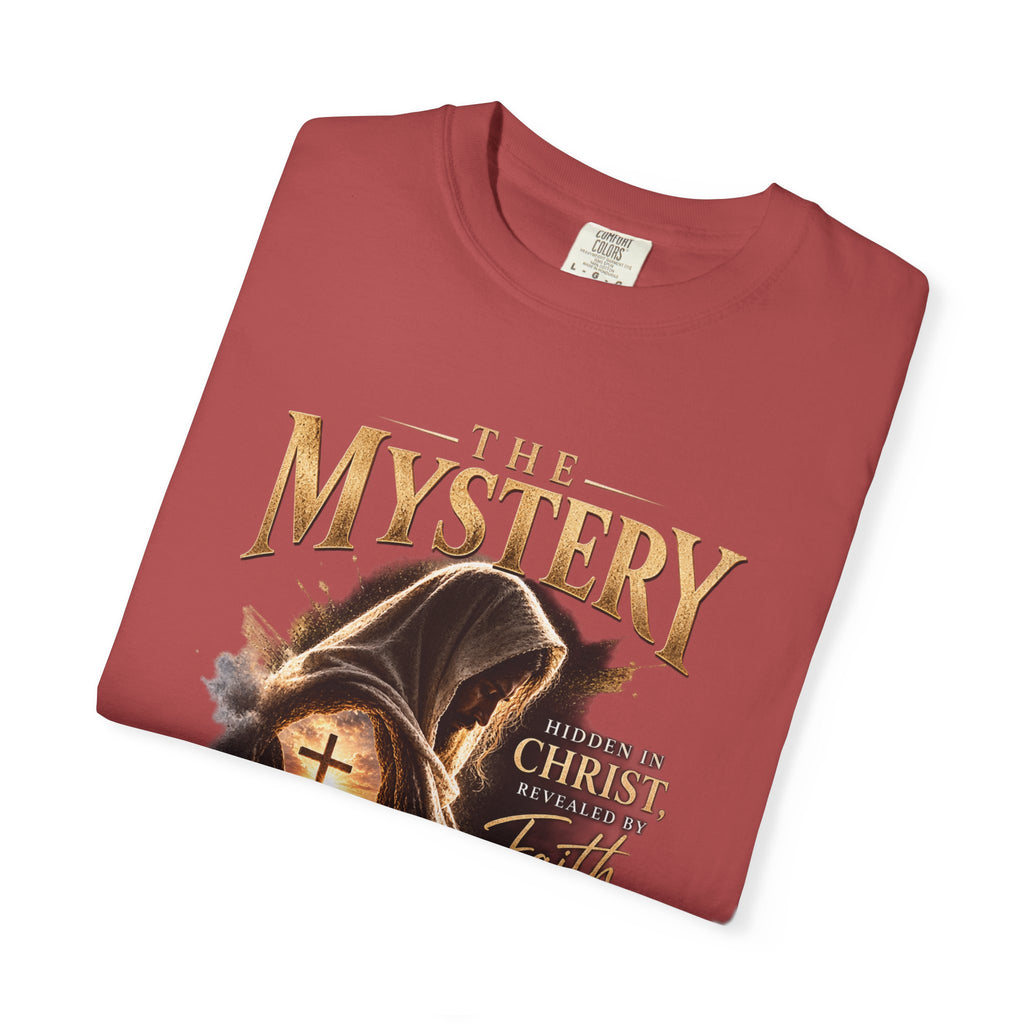 The Mystery - Hidden in Christ Revealed by Faith | Colossians 2:2-3 Christian T- Shirt | Pray & Bloom
