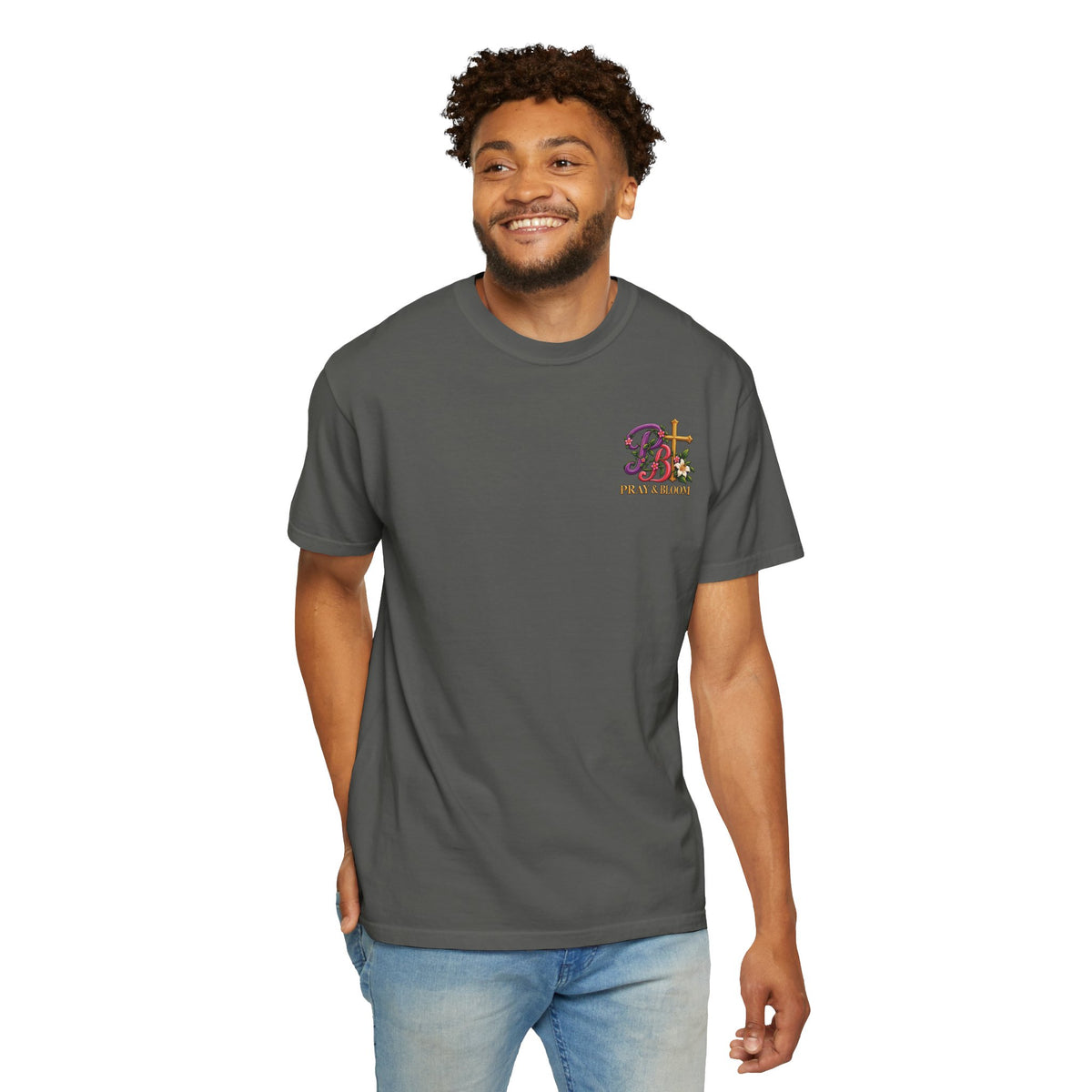 In His Hands Christian T-Shirt | Romans 8:28 Faith Tee | Every Thread Has a Purpose | Pray & Bloom