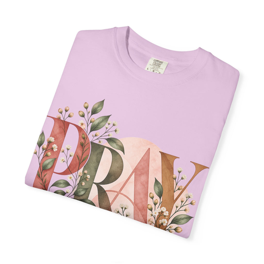 PRAY Botanical Christian T-Shirt | Faith-Inspired Floral Tee | Pray & Bloom