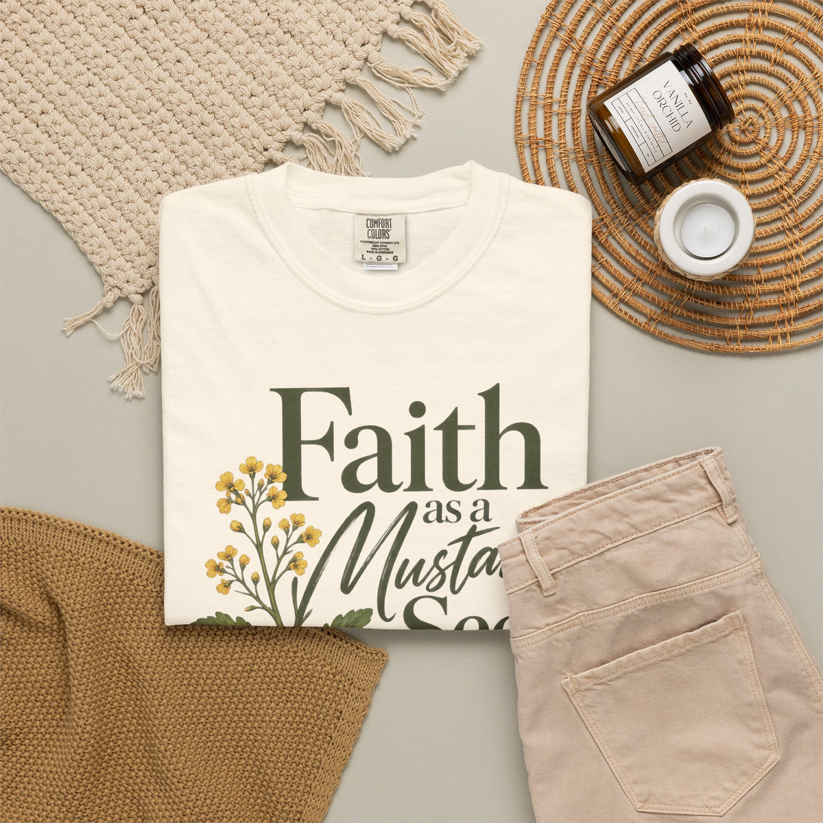 Faith as a Mustard Seed Christian T-Shirt | Matthew 17:20 | Pray & Bloom