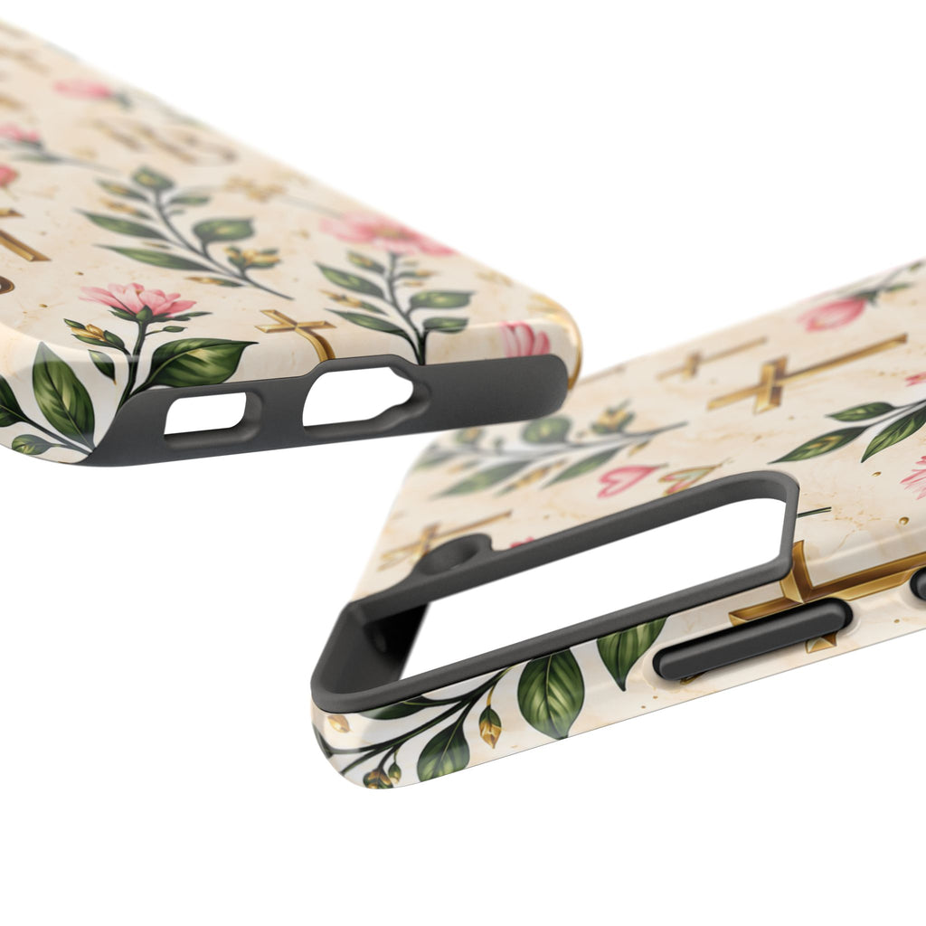 Pray & Bloom Christian Tough Phone Case | Floral Cross Faith Case