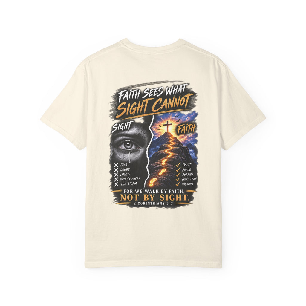 Walk by Faith Not by Sight Christian T-Shirt | 2 Corinthians 5:7 | Pray & Bloom