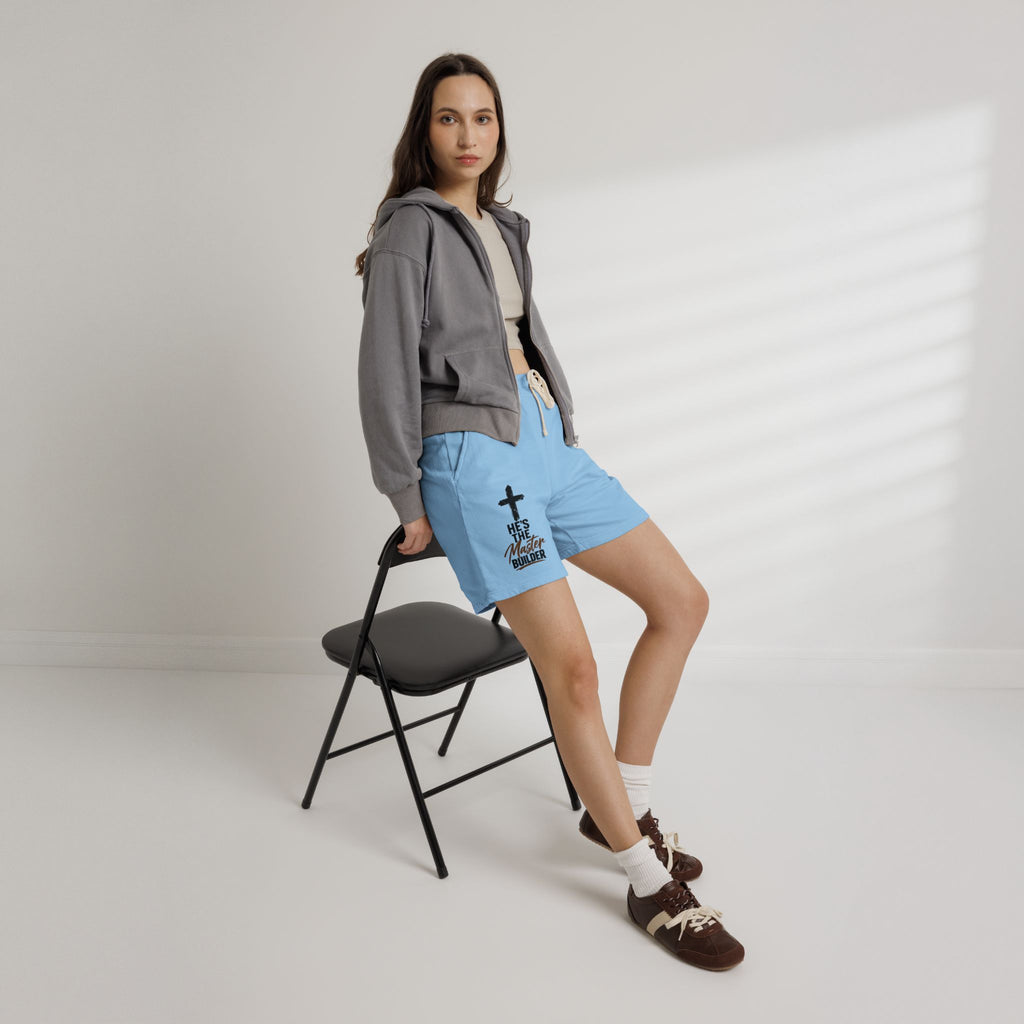 He’s the Master Builder Christian Sweat Shorts | Pray & Bloom