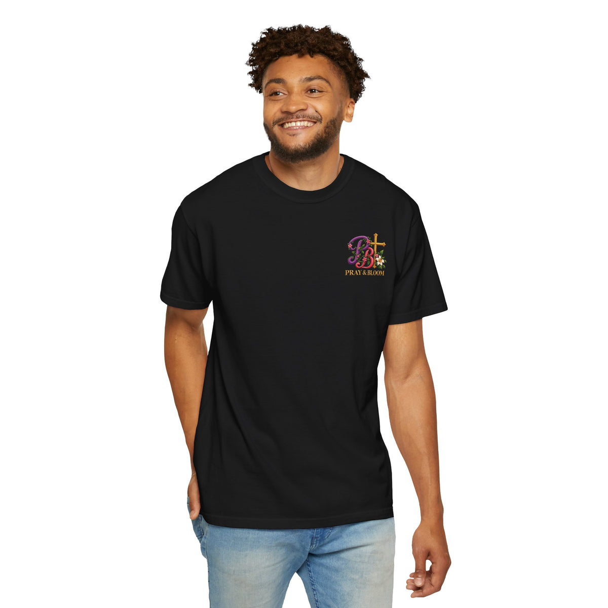 In His Hands Christian T-Shirt | Romans 8:28 Faith Tee | Every Thread Has a Purpose | Pray & Bloom