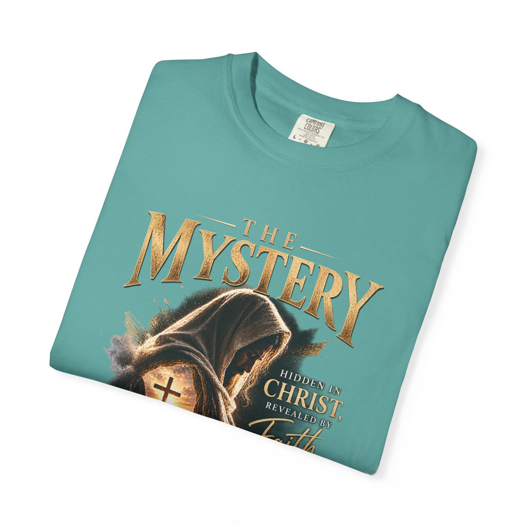 The Mystery - Hidden in Christ Revealed by Faith | Colossians 2:2-3 Christian T- Shirt | Pray & Bloom
