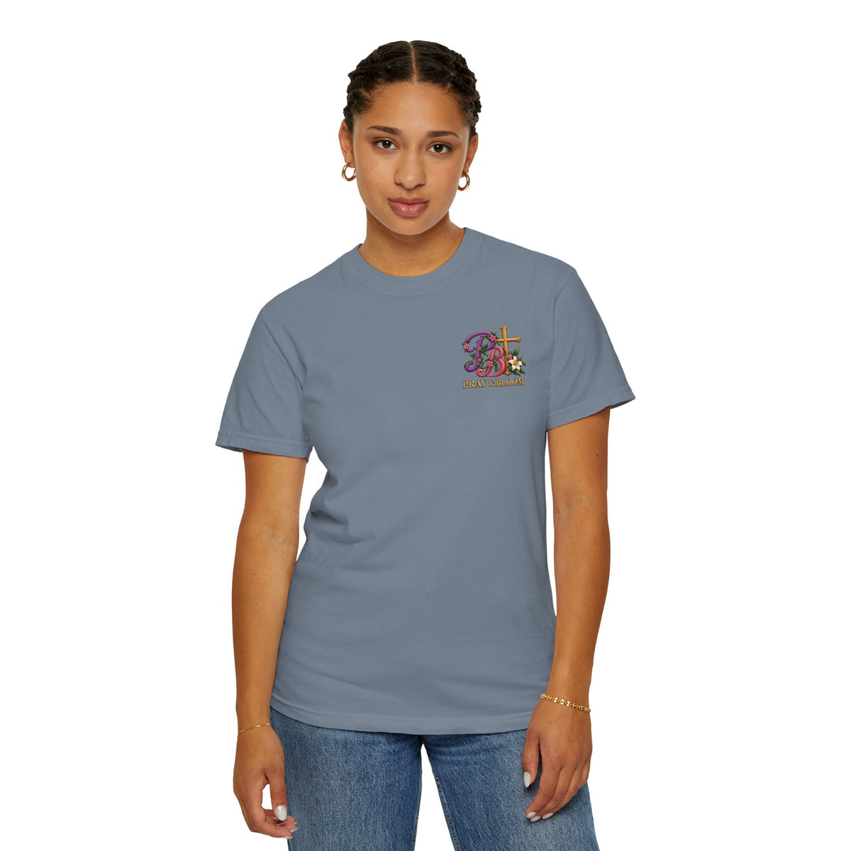 In His Hands Christian T-Shirt | Romans 8:28 Faith Tee | Every Thread Has a Purpose | Pray & Bloom