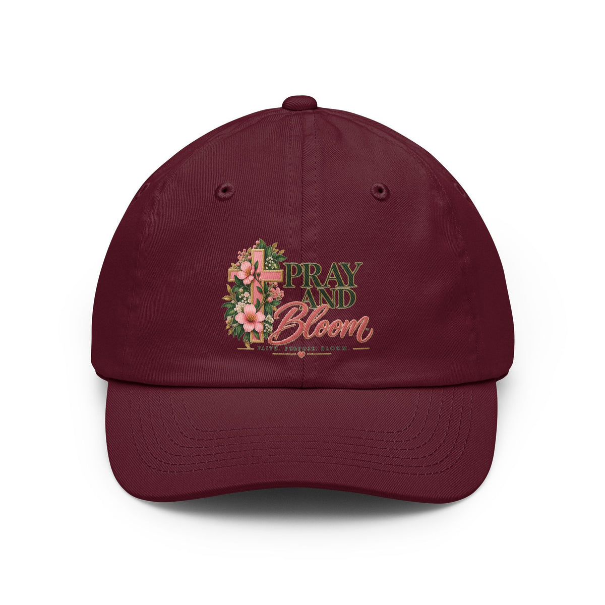 Pray & Bloom Christian Dad Hat | Floral Cross Faith Cap | Christian Gift