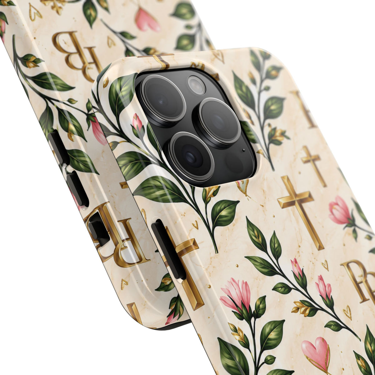 Pray & Bloom Christian Tough Phone Case | Floral Cross Faith Case
