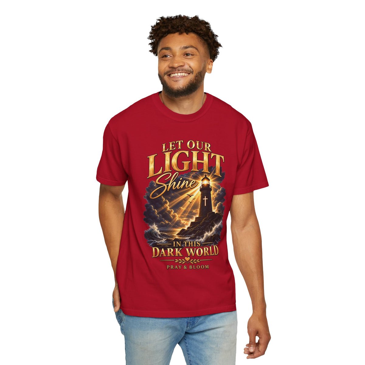 Let Your Light Shine Christian T-Shirt | Matthew 5:16 Faith Tee | Pray & Bloom