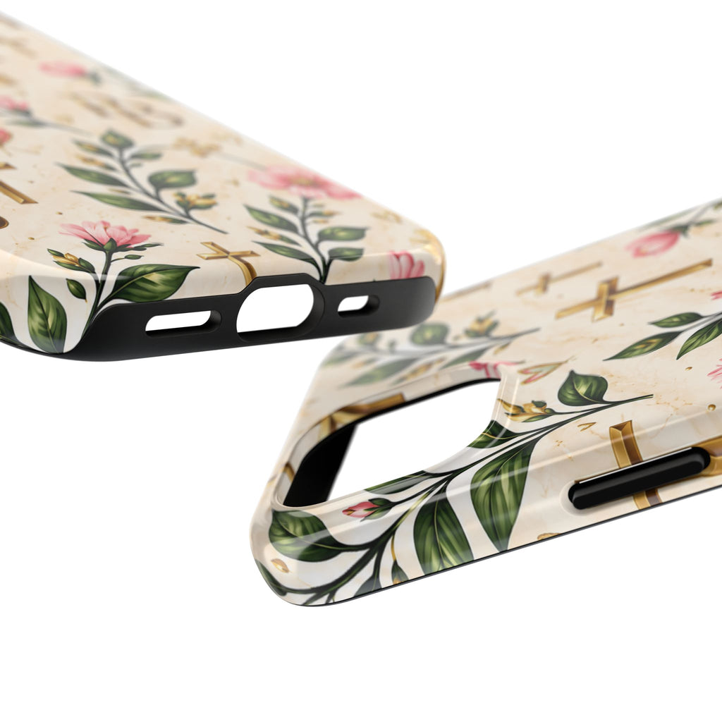 Pray & Bloom Christian Tough Phone Case | Floral Cross Faith Case
