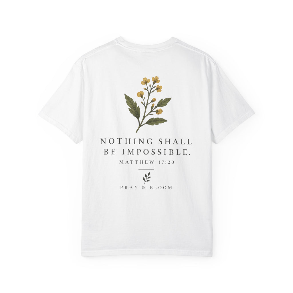 Faith as a Mustard Seed Christian T-Shirt | Matthew 17:20 | Pray & Bloom