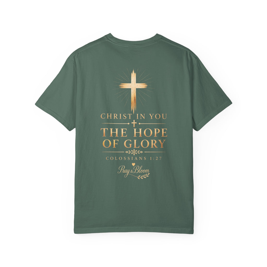 The Mystery - Hidden in Christ Revealed by Faith | Colossians 2:2-3 Christian T- Shirt | Pray & Bloom